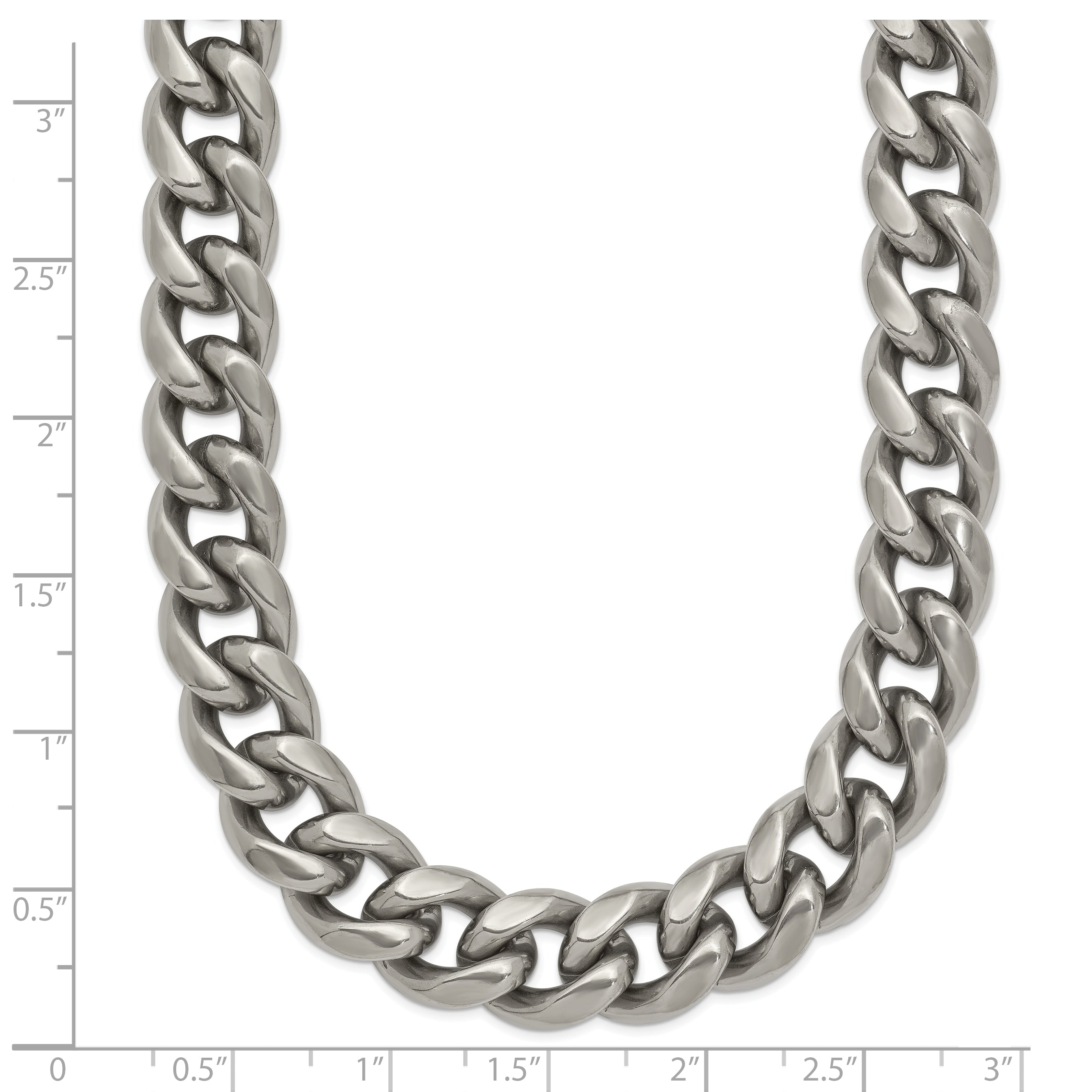 Titanium Polished 10.00mm Curb 22in Necklace