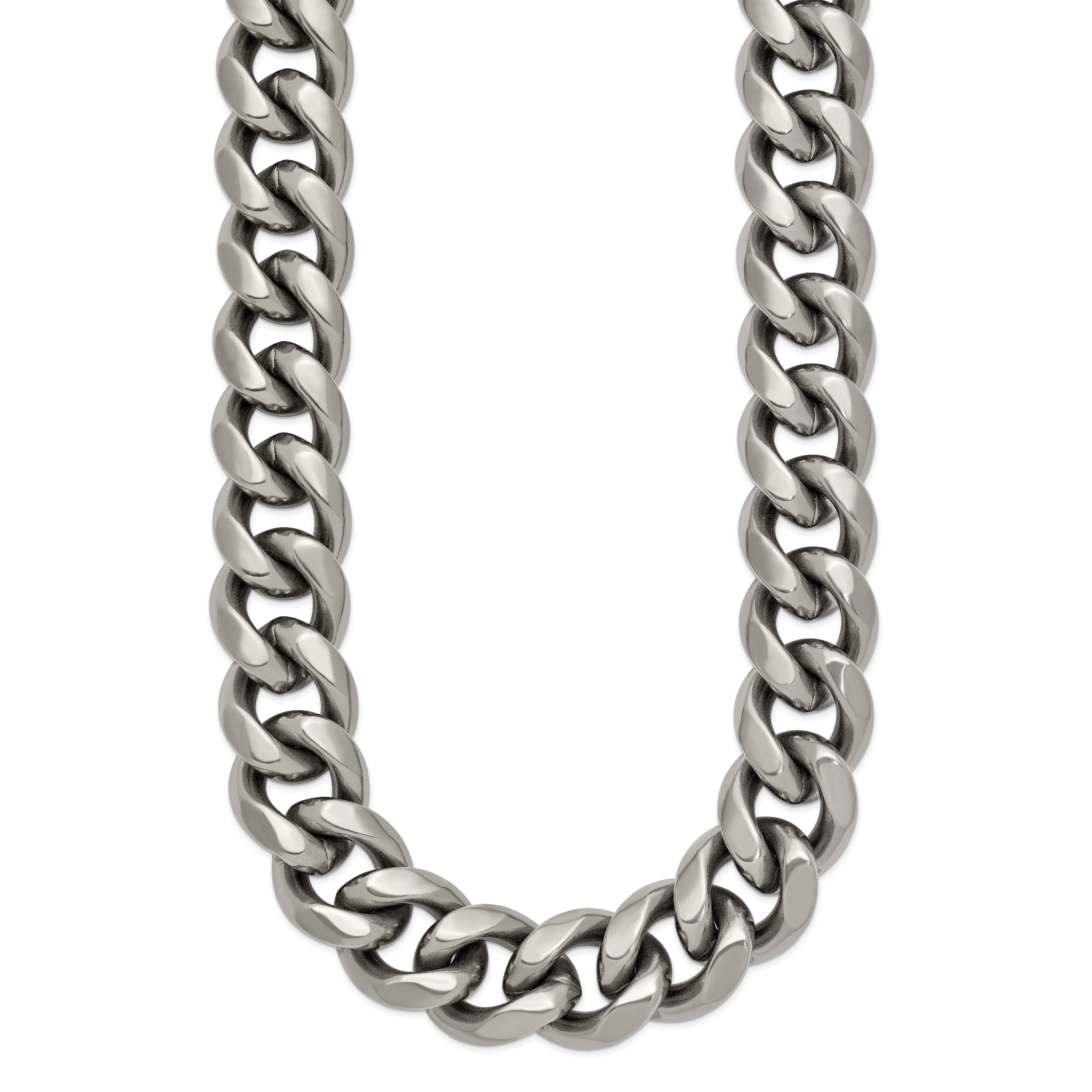 Titanium Polished 14.50mm Curb 22in Necklace