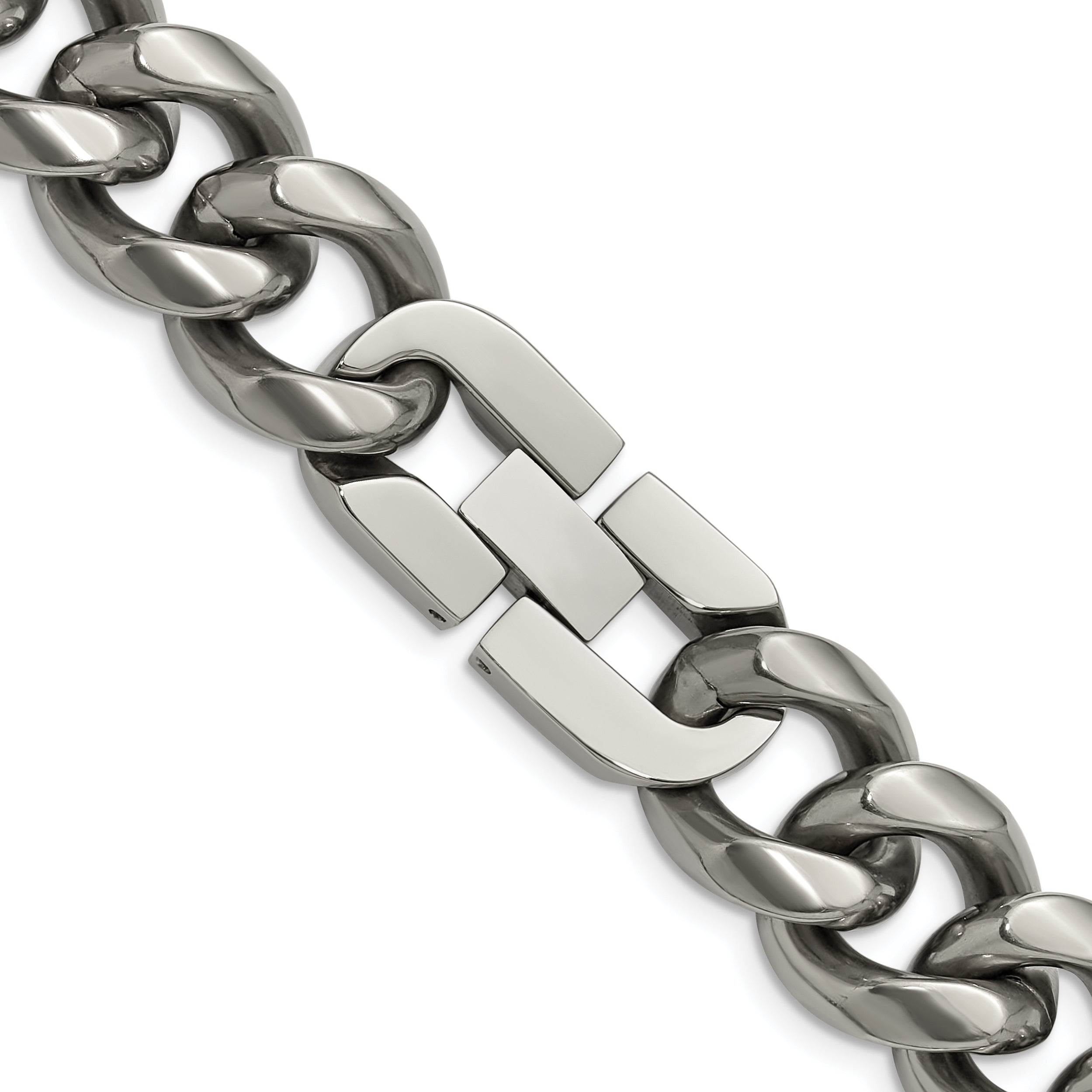 Titanium Polished 14.50mm Curb 22in Necklace