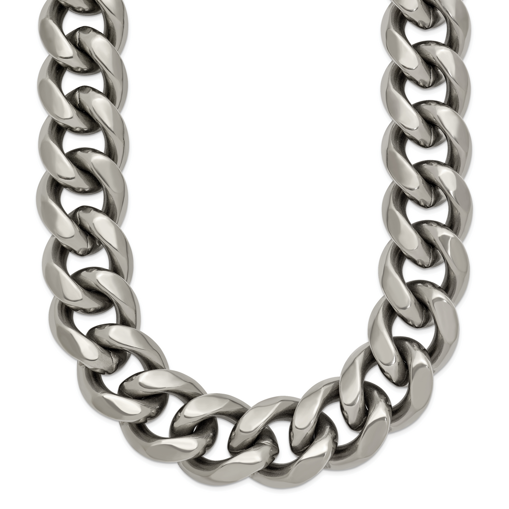 Titanium Polished 14.50mm Curb Necklace