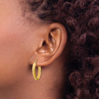 14K Polished and Satin Diamond-cut Oval Hoop Earrings