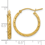 14K Polished and Satin Diamond-cut Hoop Earrings