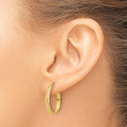 14K Polished and Diamond-cut Hoop Earrings