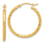 14k Polished and Satin D/C 2.05mm Hoop Earrings