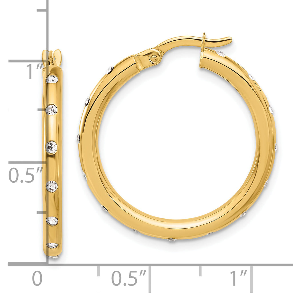 14K Polished CZ Hoop Earrings
