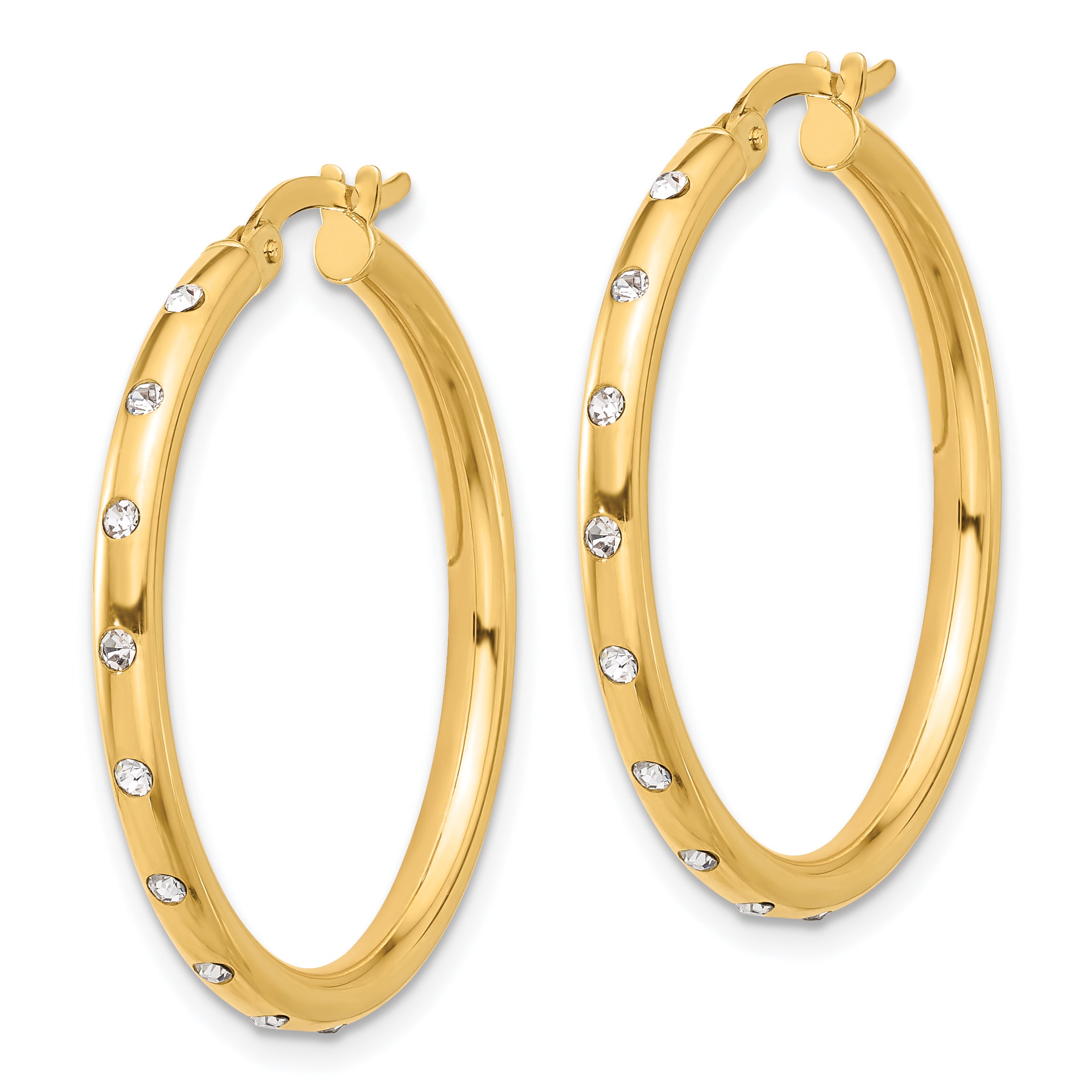 14K Polished CZ Hoop Earrings Secondary image