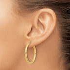 14K Polished CZ Hoop Earrings