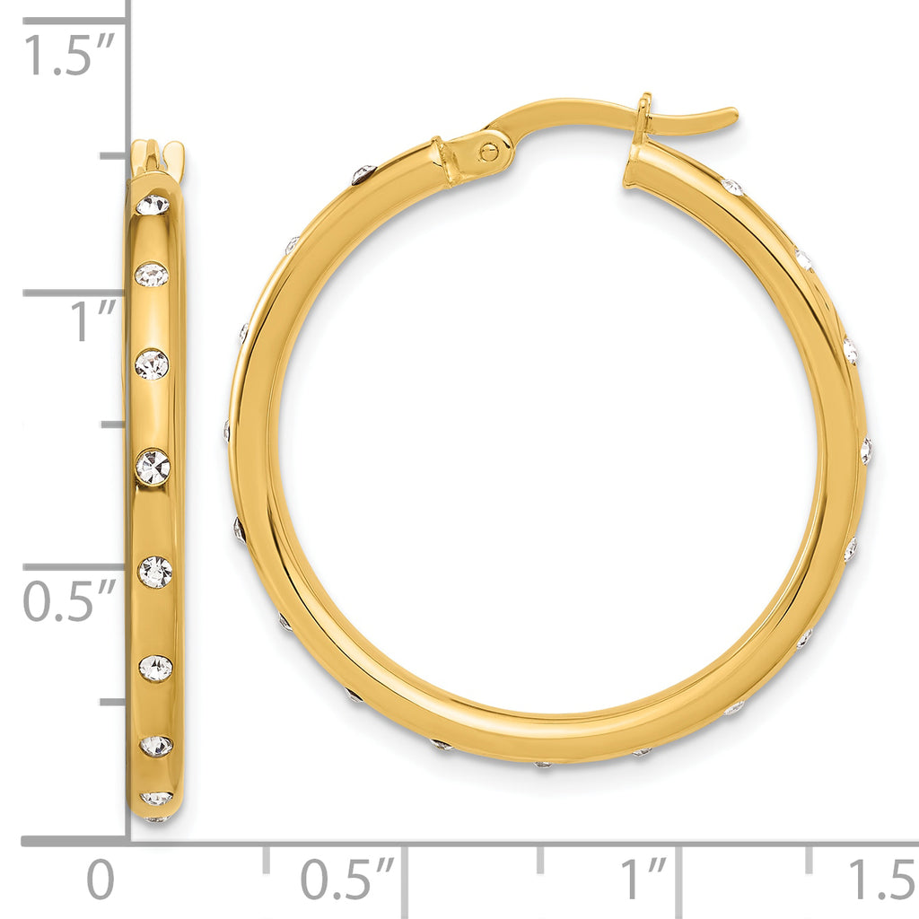 14K Polished CZ Hoop Earrings