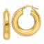 14k Polished Diamond-cut 6mm Hollow Round Hoop Earrings