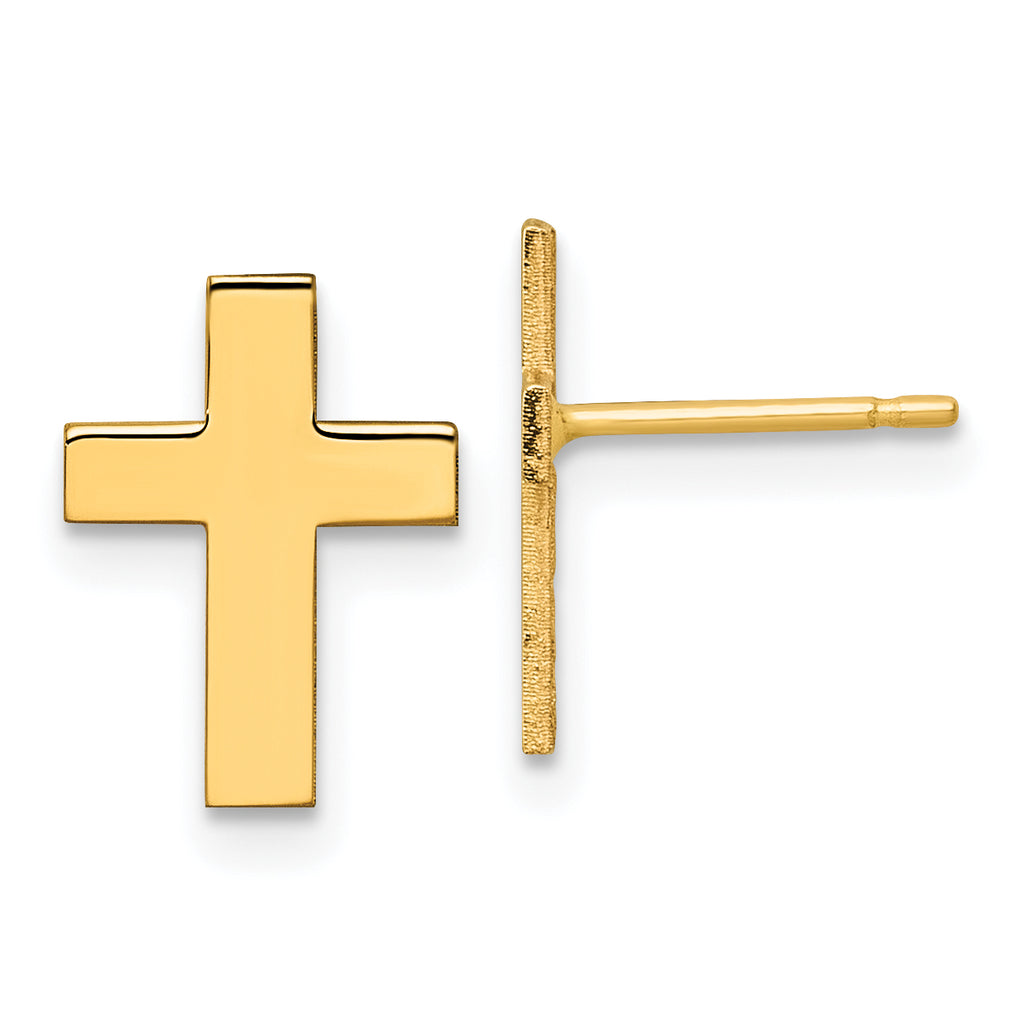 14k Polished Cross Earrings