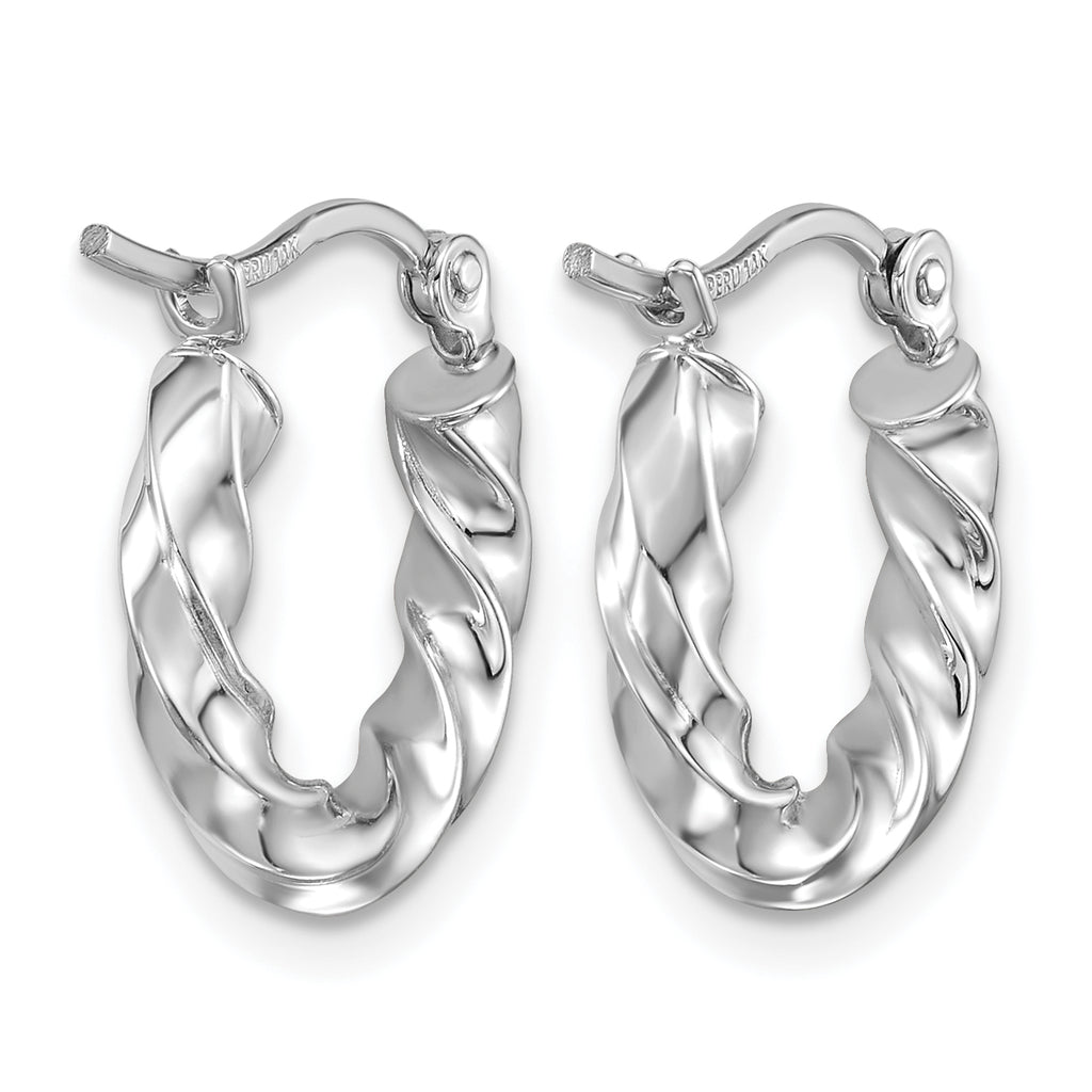Twisted Hoop Earrings in 14K White Gold, 3x16mm - Sophia Jewelers