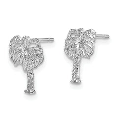 14k White Gold Palm Tree Post Earrings