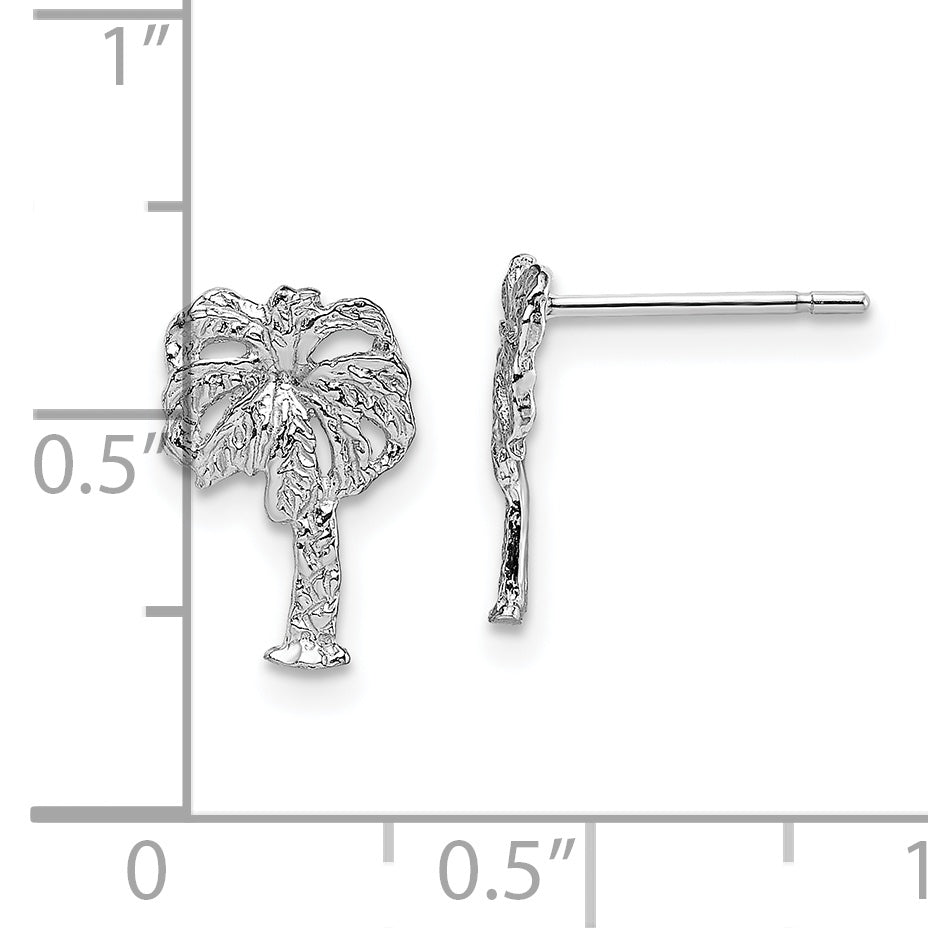 14k White Gold Palm Tree Post Earrings