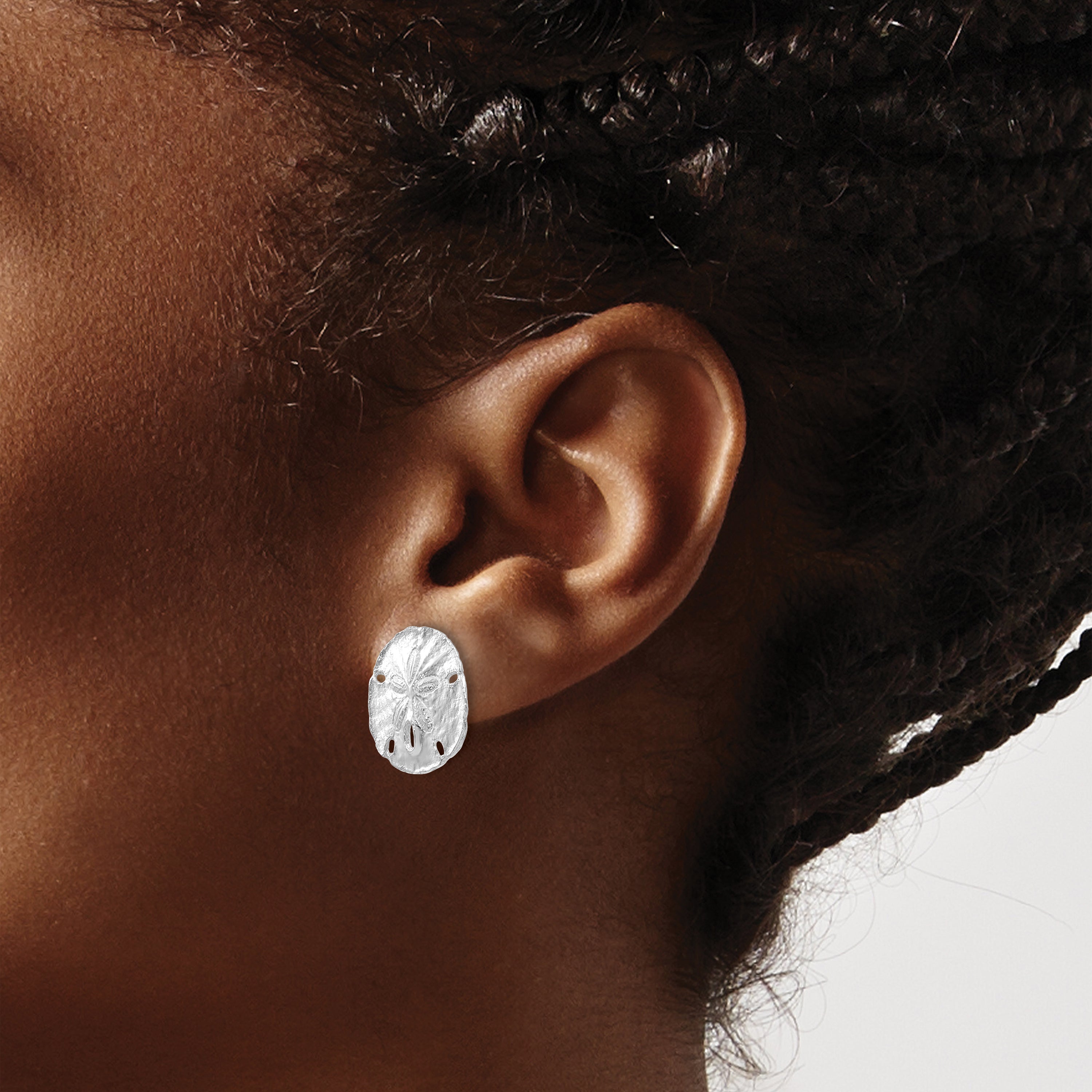 14K White Gold Large Sanddollar Post Earrings