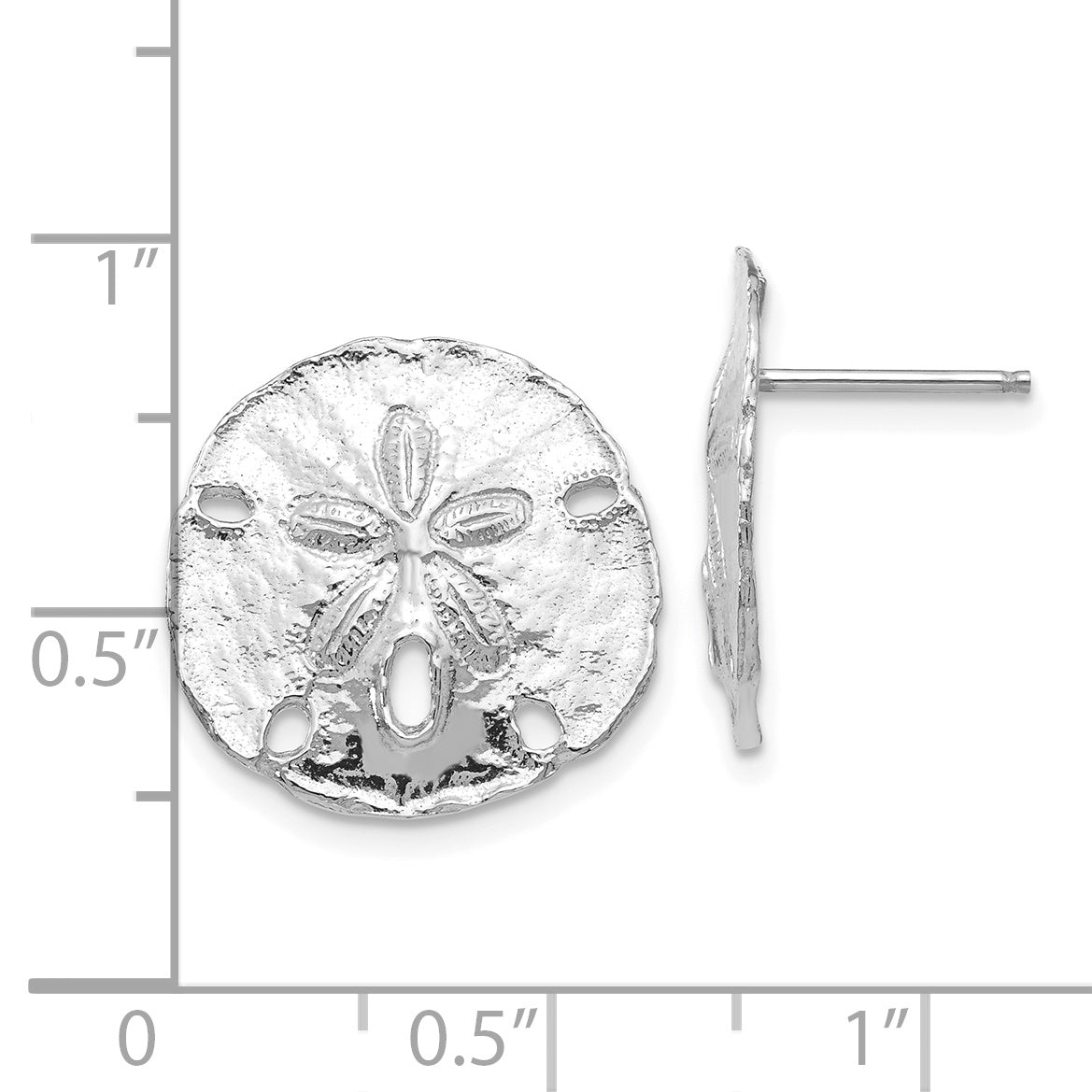 14K White Gold Large Sanddollar Post Earrings
