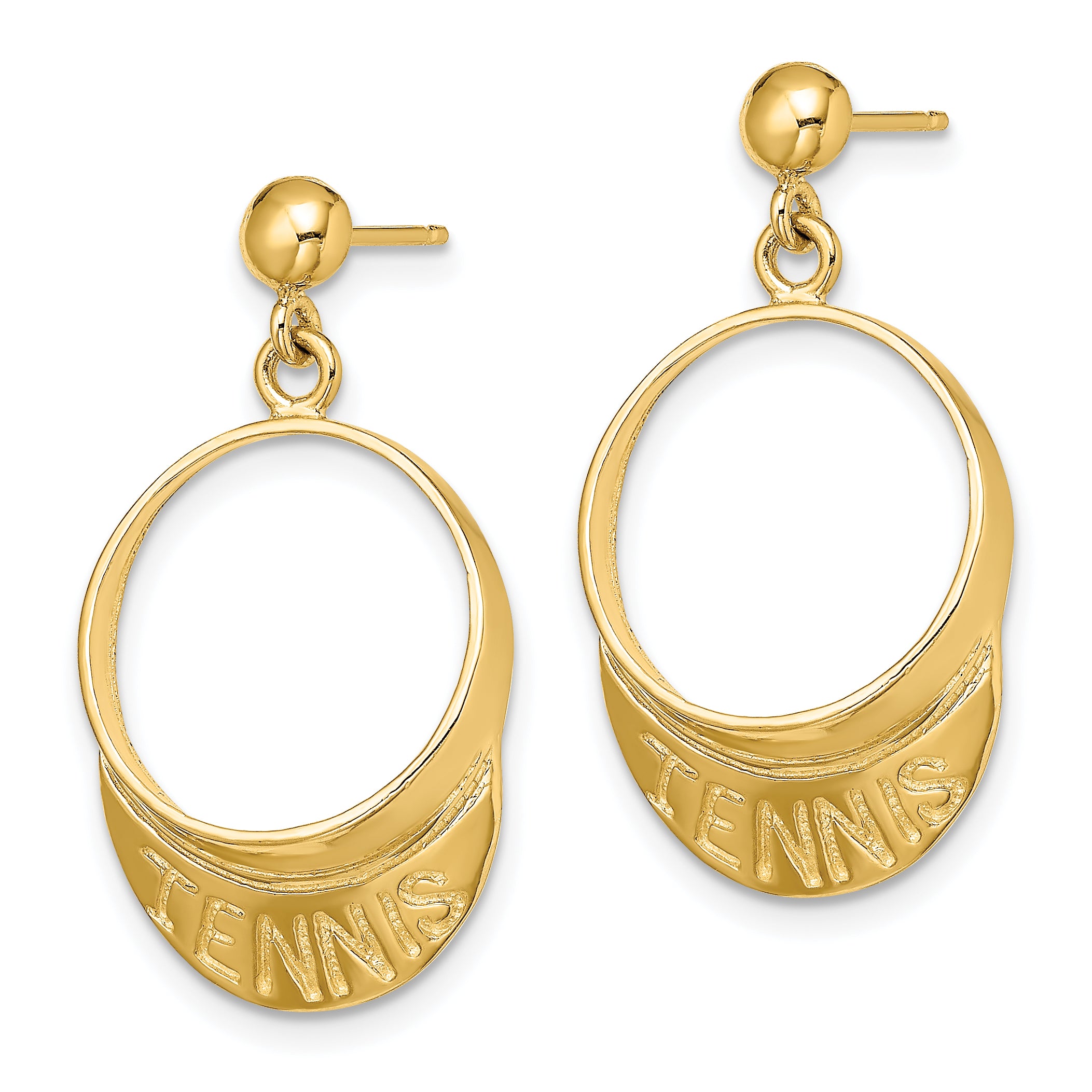 14k 3-D Tennis Visor Dangle Post Earrings Secondary image