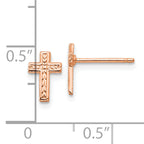 14k Rose Gold Polished Cross Post Earrings