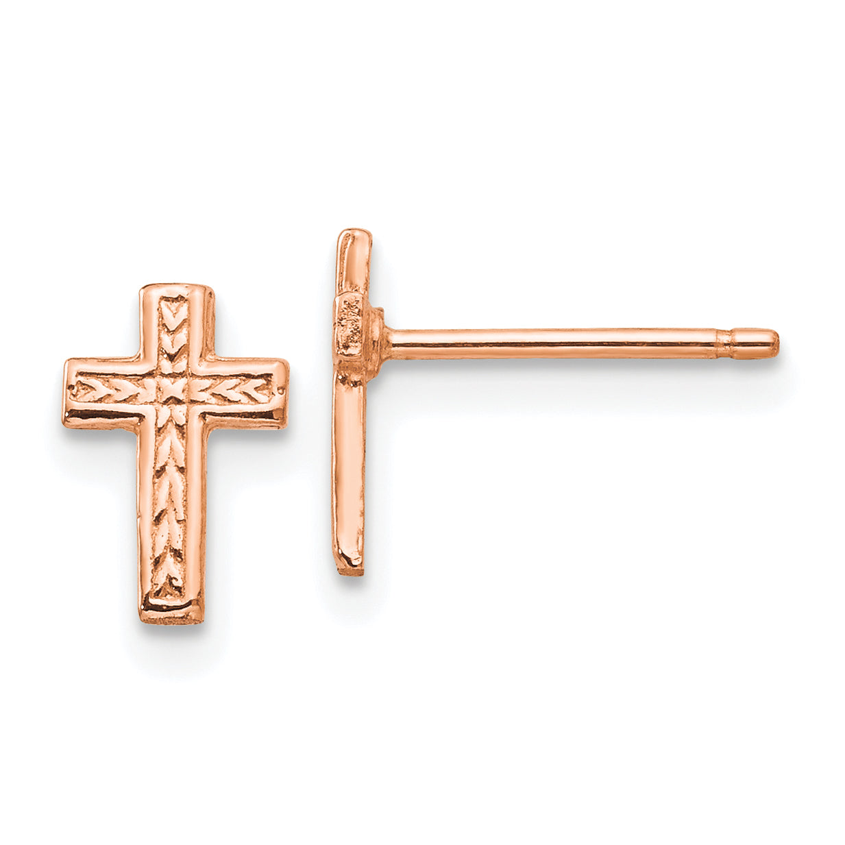 14k Rose Gold Polished Cross Post Earrings Main image
