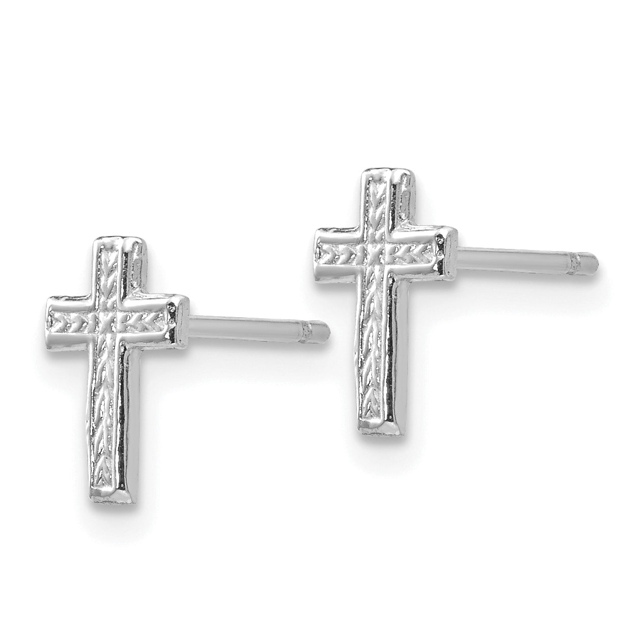 14k White Gold Polished Cross Post Earrings Secondary image