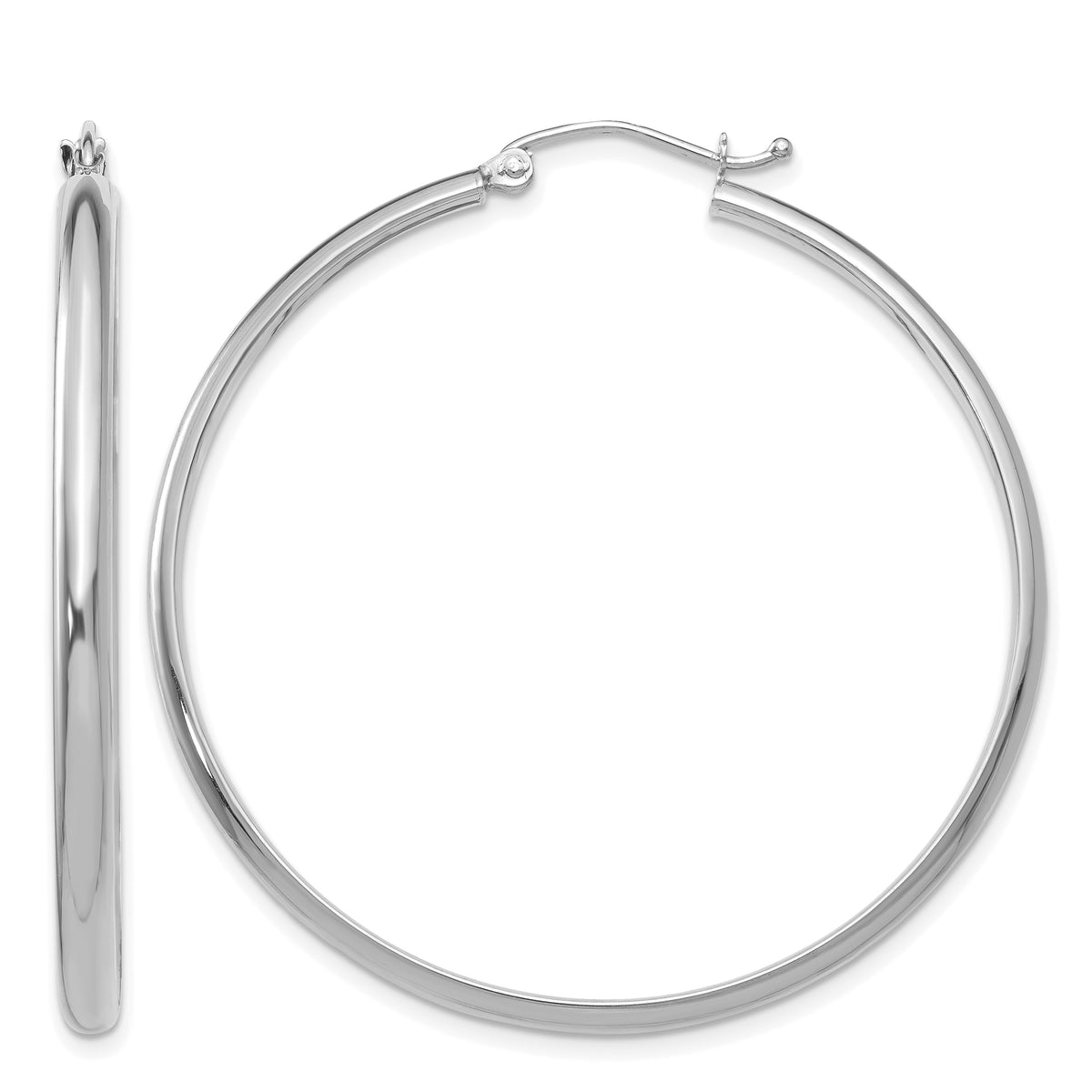 14k White Gold 2.75x40mm Polished Tube Hoop Earrings
