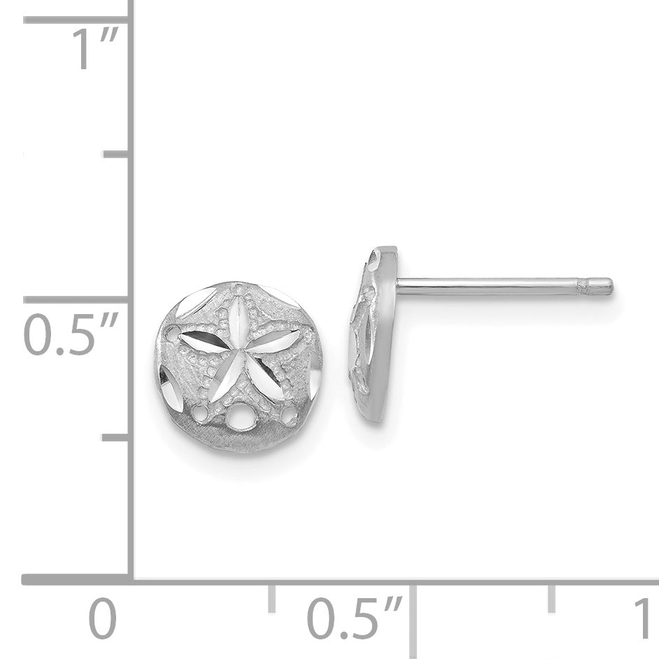 Sophisticated 14K White Gold Diamond-Cut Sand Dollar Earrings