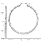 14K WG Knife Edge Diamond-cut Hollow Hoop Earrings