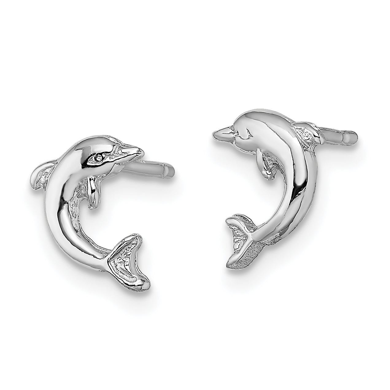 14K White Gold Mini Jumping Dolphin Post Earrings Secondary image