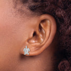 14K White Gold Polished / Textured Sea Turtle Post Earrings