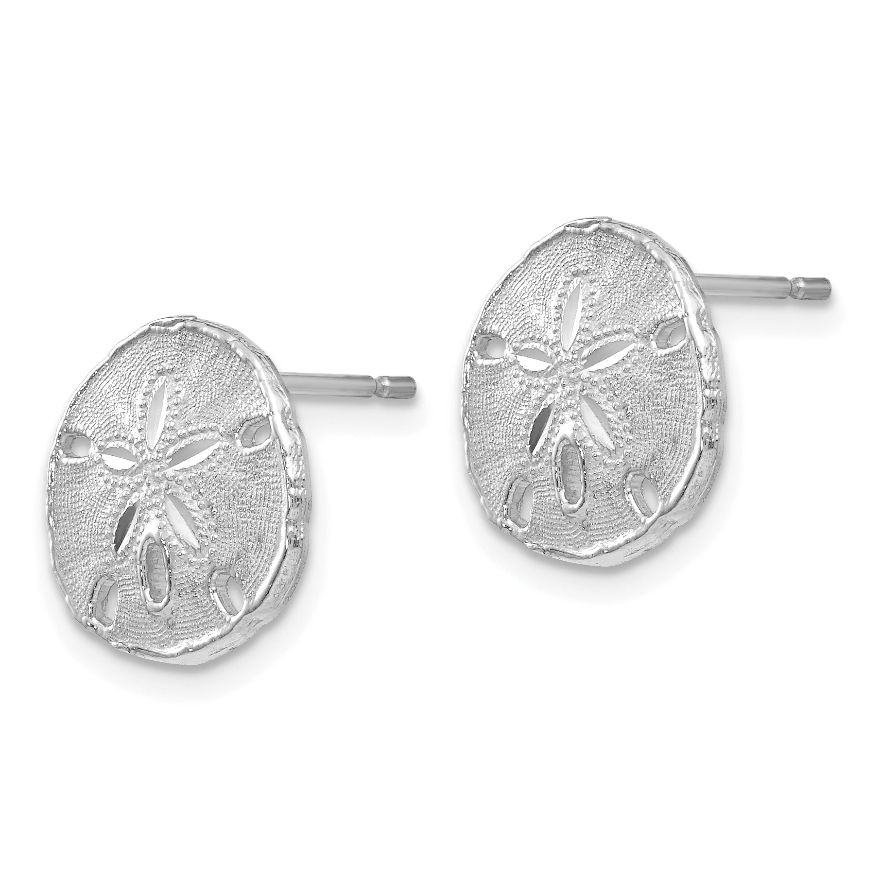 14k White Gold Sand Dollar Post Earrings Secondary image