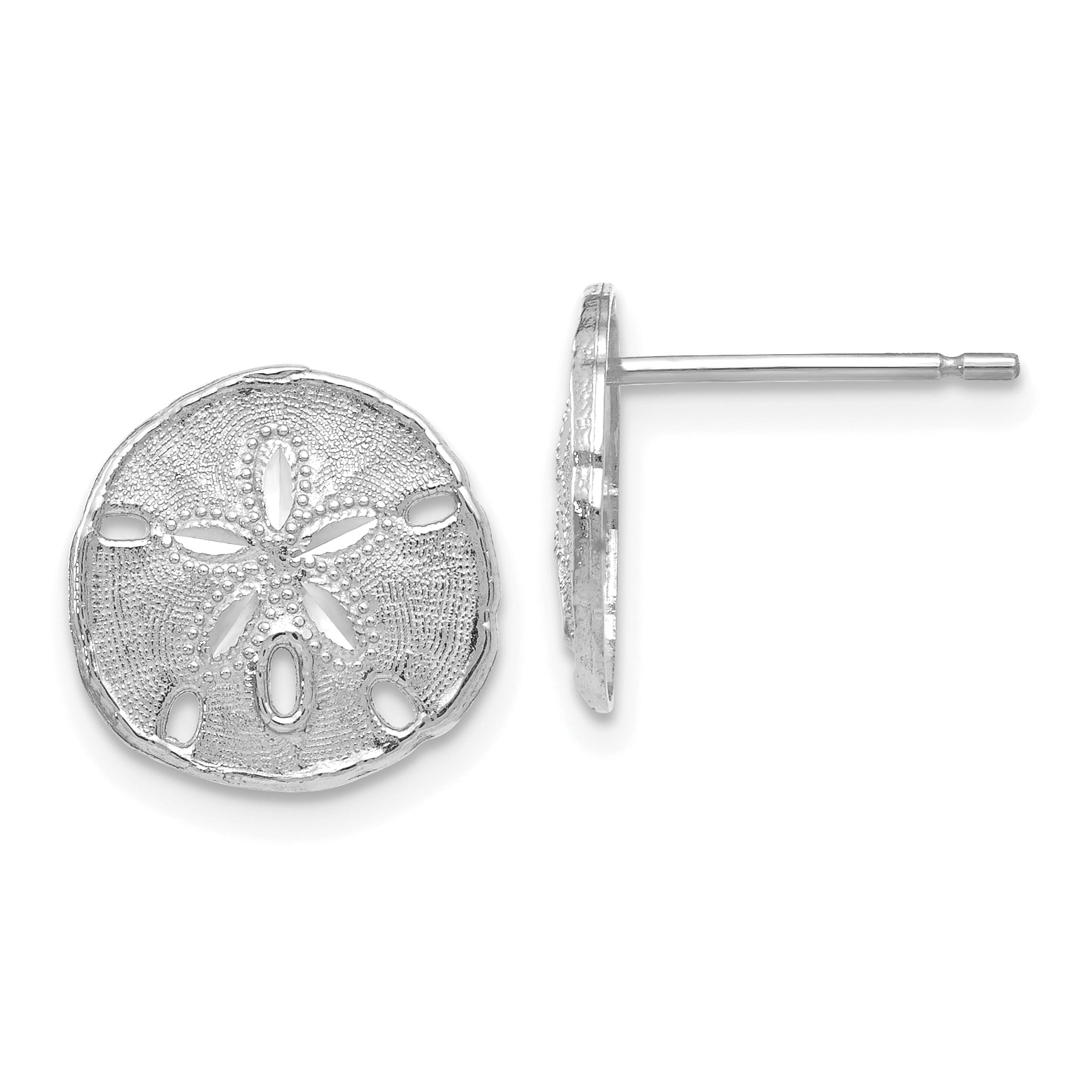 14k White Gold Sand Dollar Post Earrings