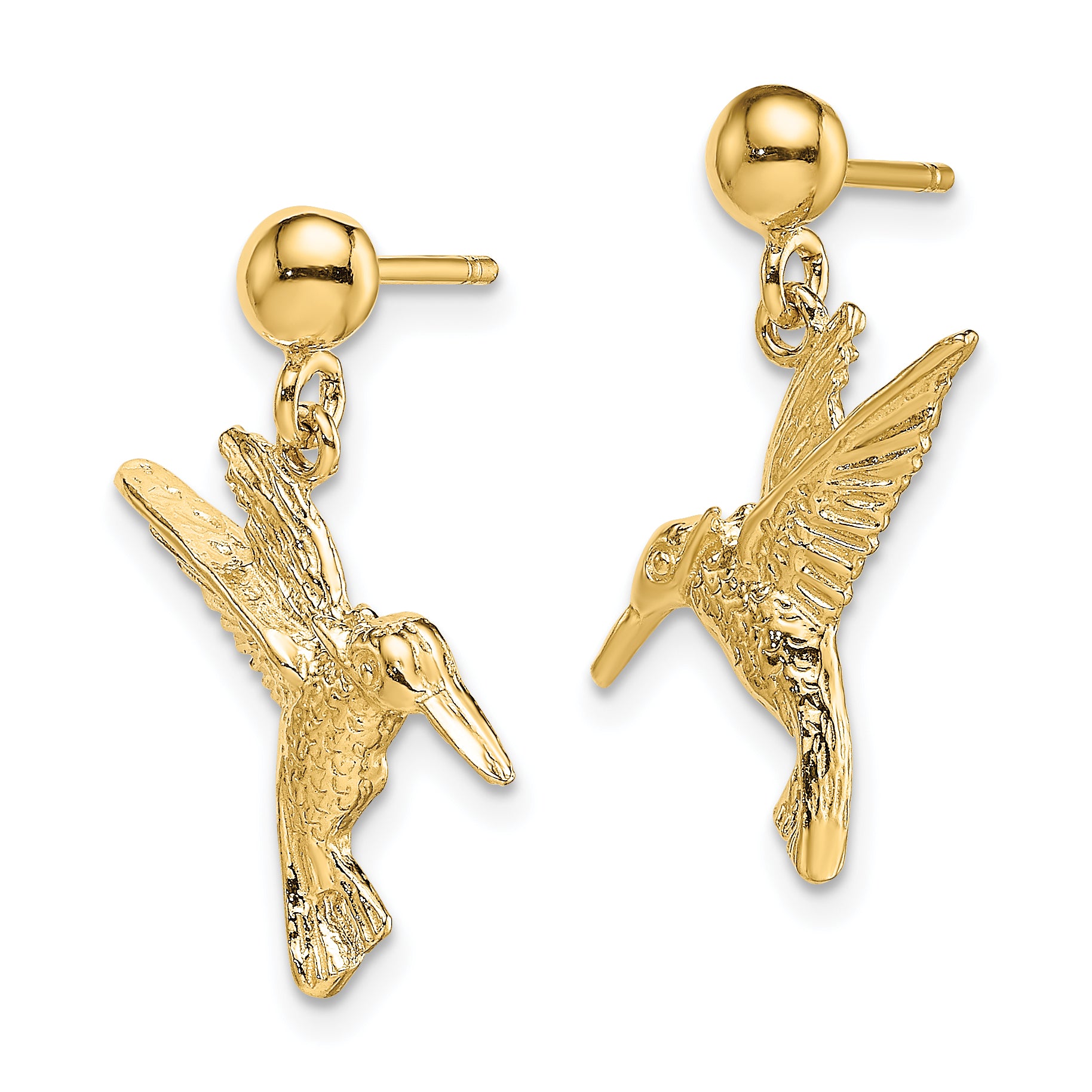 14K Hummingbird Post Dangle Earrings Secondary image