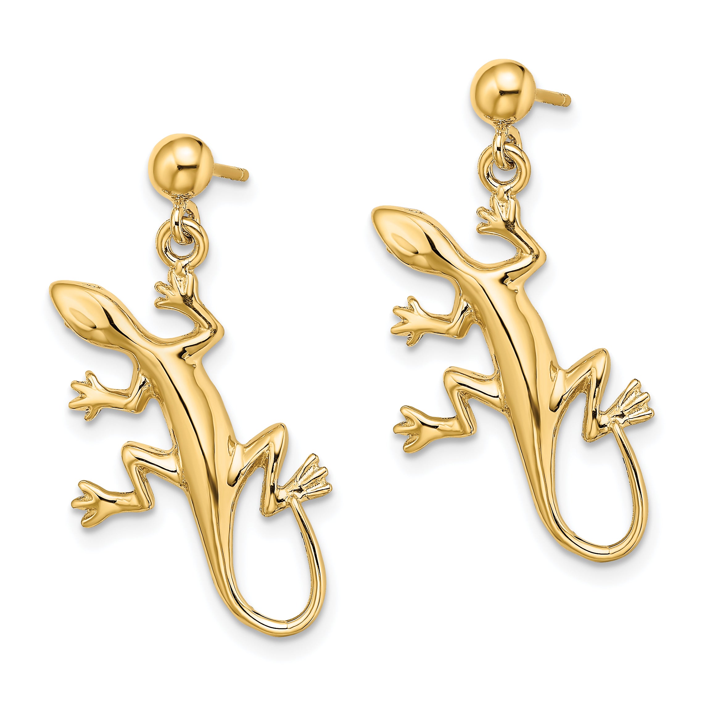 14K Polished Gecko Dangle Earrings Secondary image