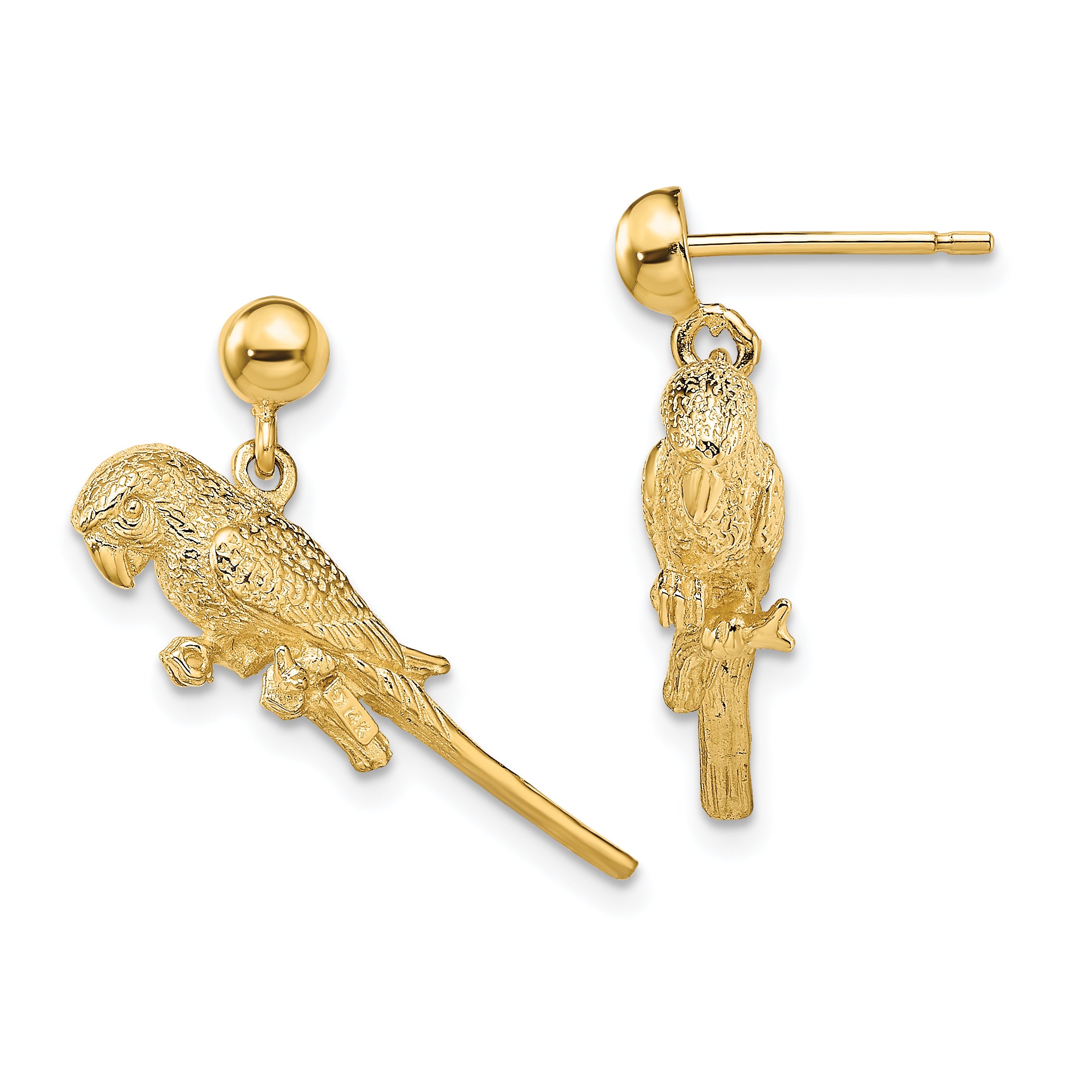 14K 3-D Parrot Dangle Earrings Main image