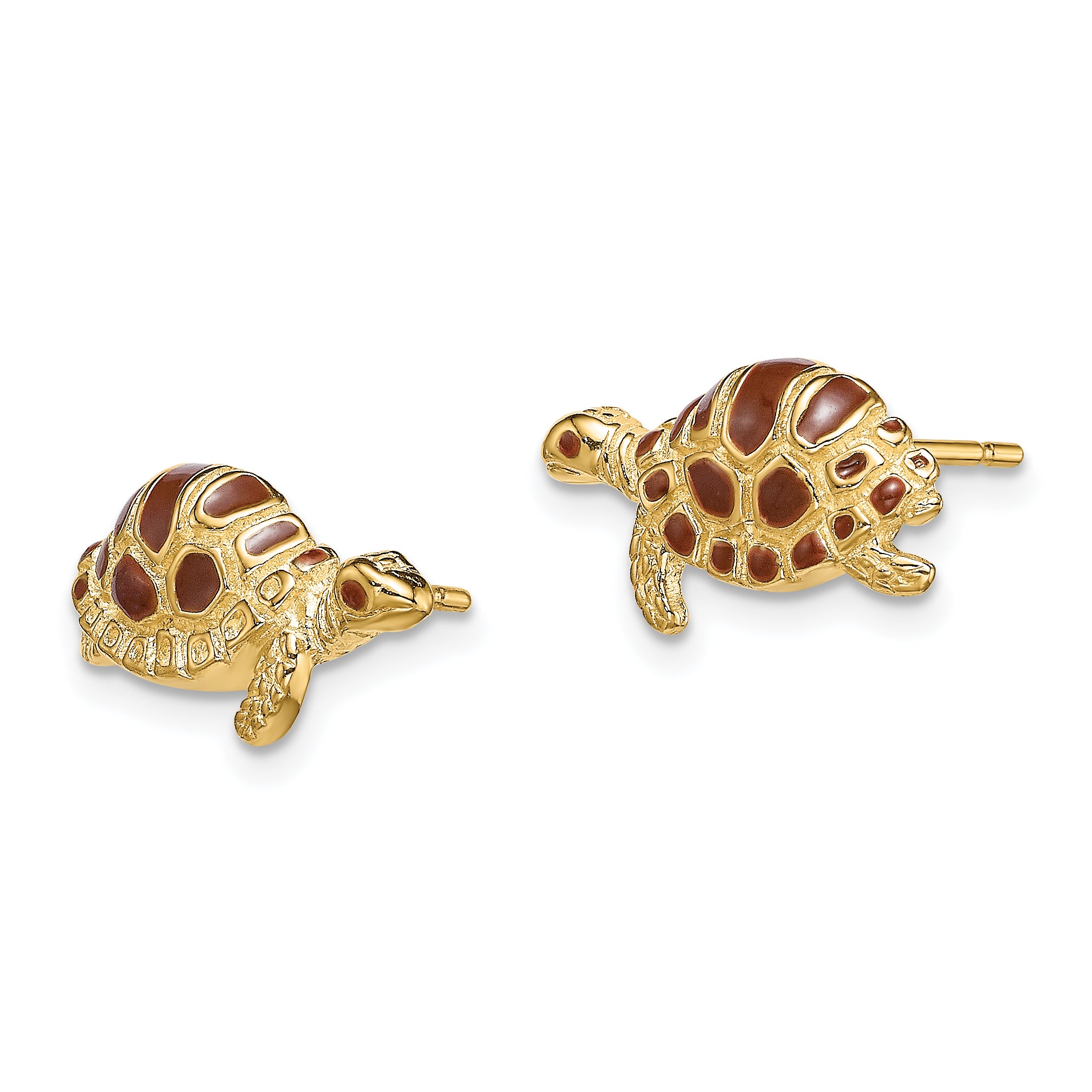 14k Brown Enamel Turtle Post Earrings Secondary image