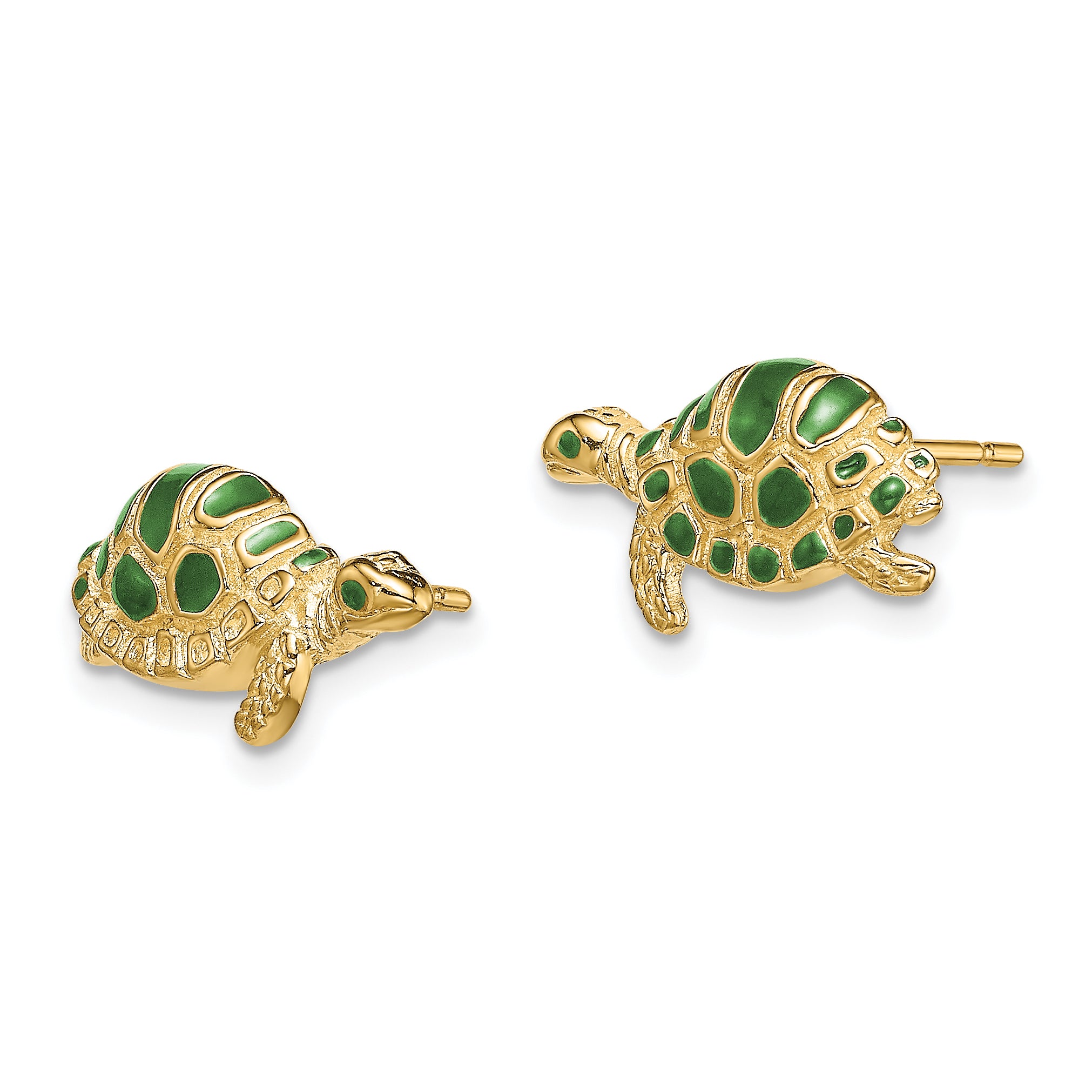 14k Green Enamel Turtle Post Earrings Secondary image