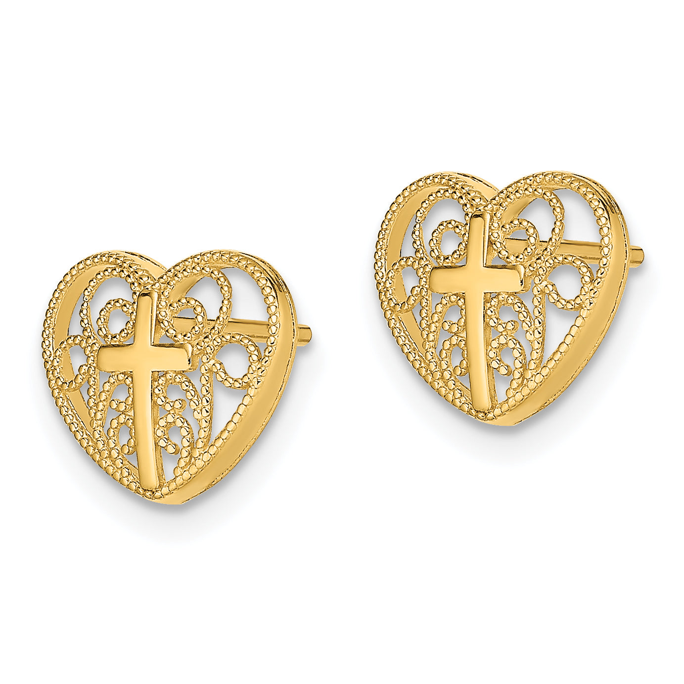 14k Heart w/Cross Post Earrings Secondary image