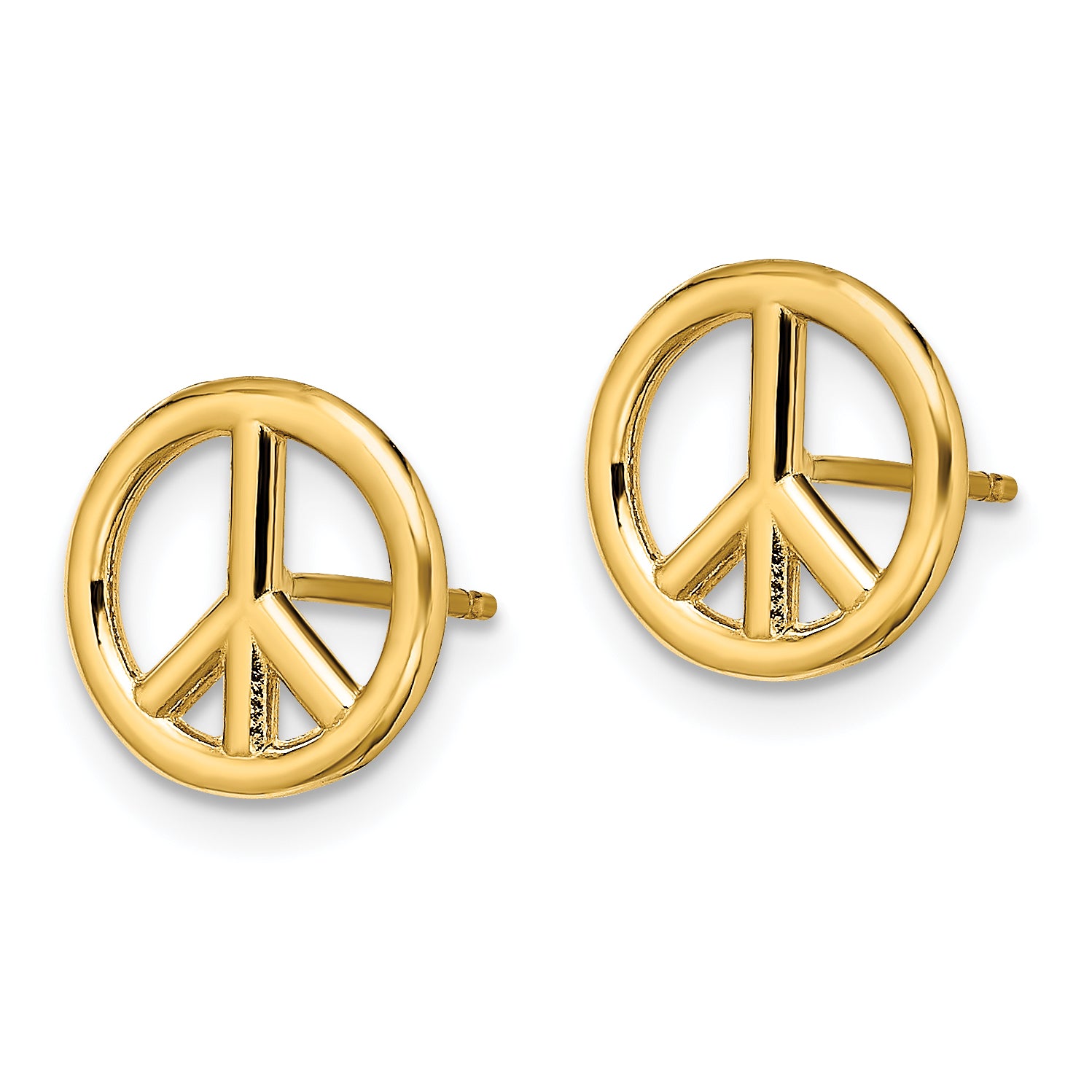 14K Polished Peace Symbol Post Earrings Secondary image