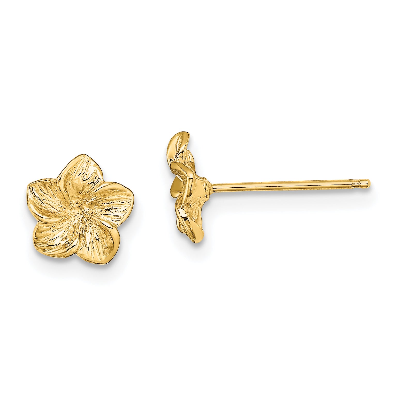14K Plumeria Flower Post Earrings Main image