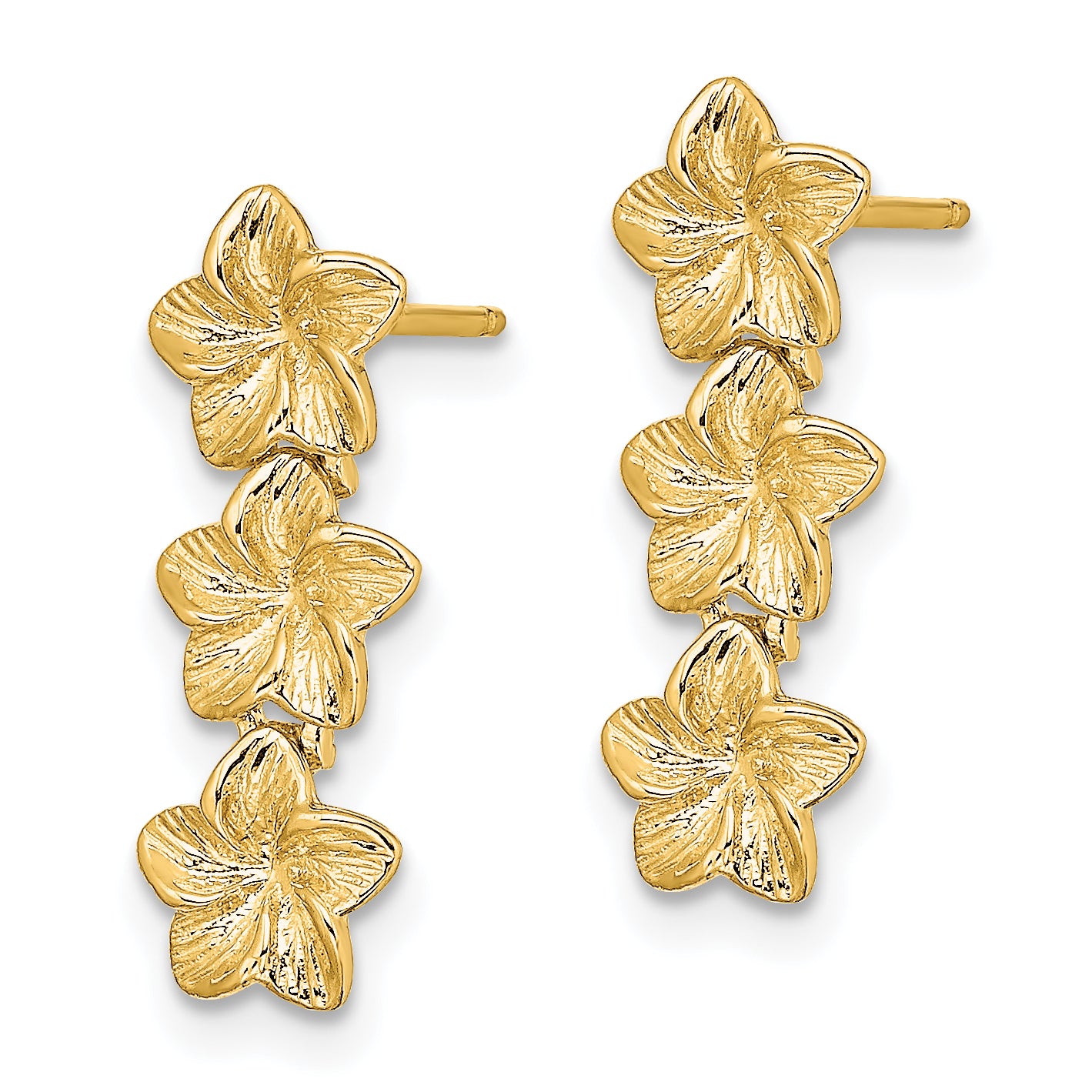 14K Triple Flower Post Dangle Earrings Secondary image