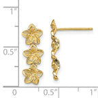 14K Triple Flower Post Dangle Earrings
