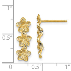 14K Triple Flower Post Dangle Earrings