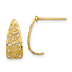 14K D/C Flower J-Hoop Post Earrings
