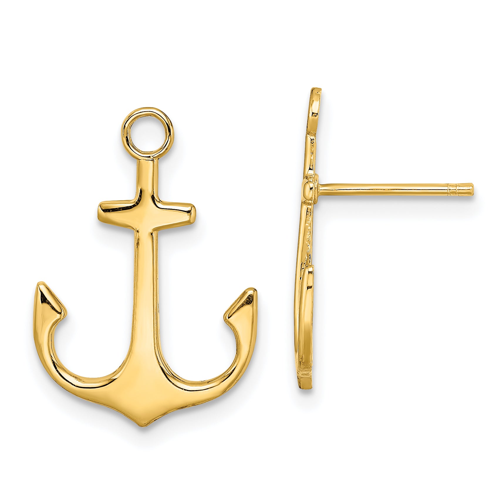 14K Polished  2-D Anchor Post Earrings Main image