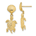 14K Shell and Sea Turtle Dangle Earrings