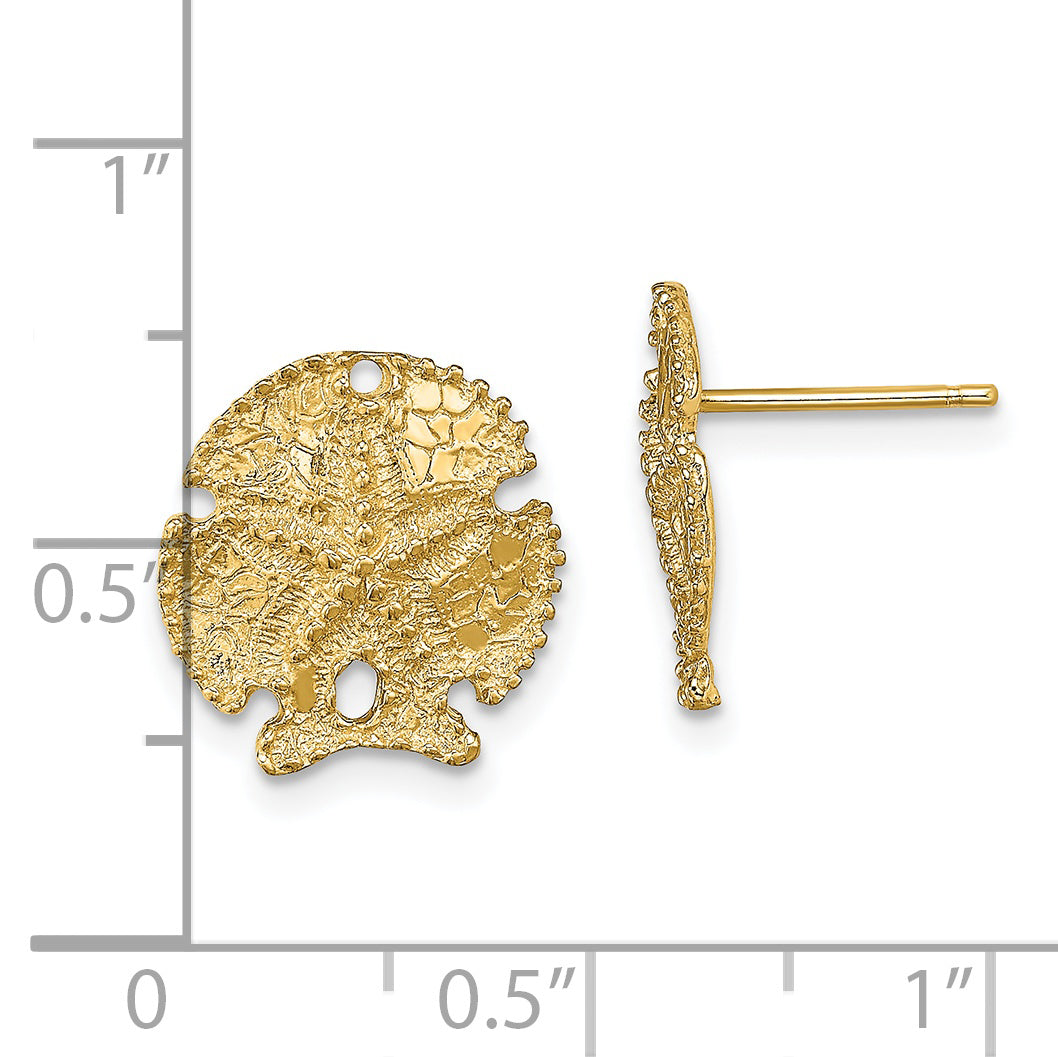 14K Textured Sand Dollar Earrings