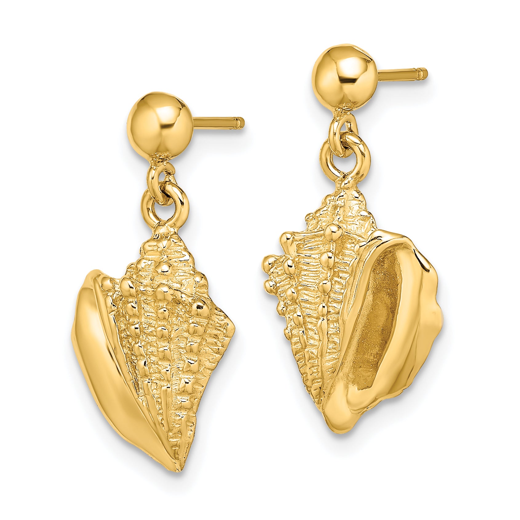 14K Conch Shell Dangle Earrings Secondary image