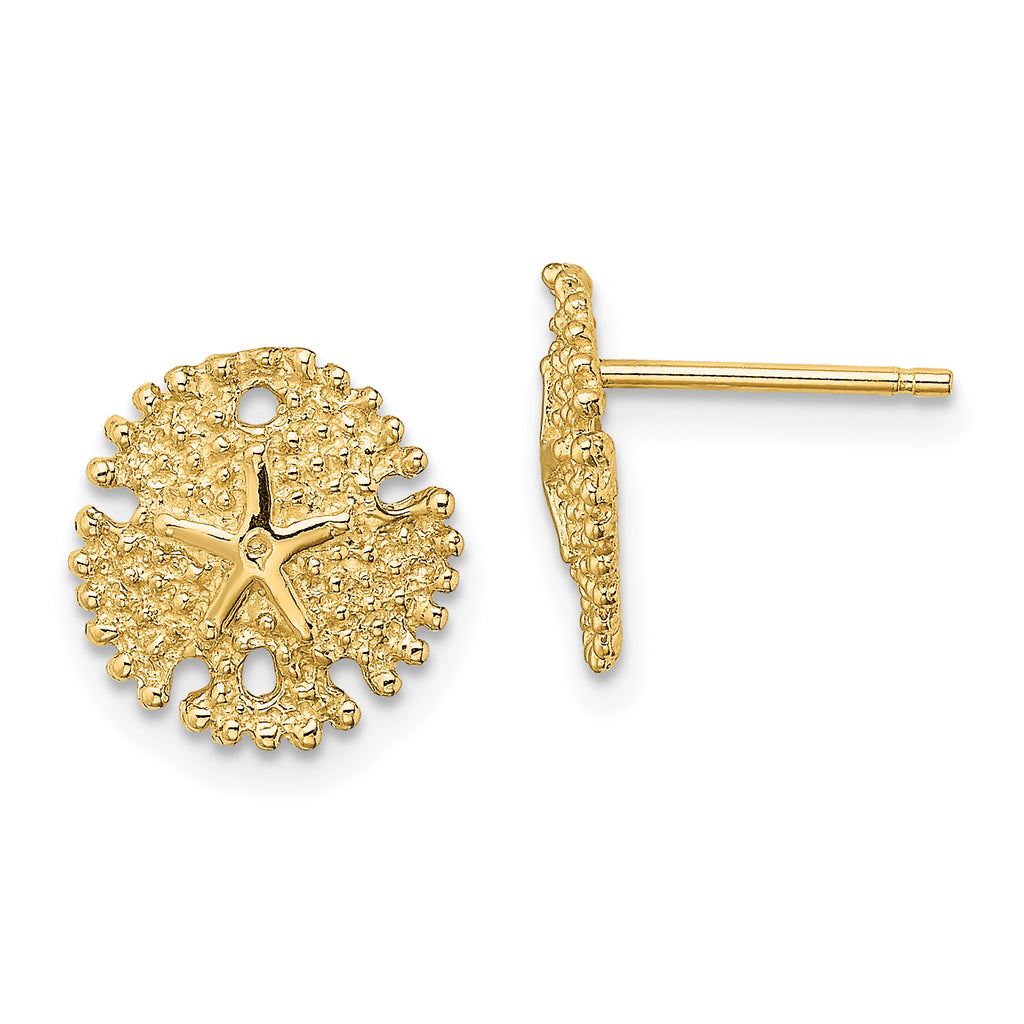 14K Textured Sand Dollar Post Earrings