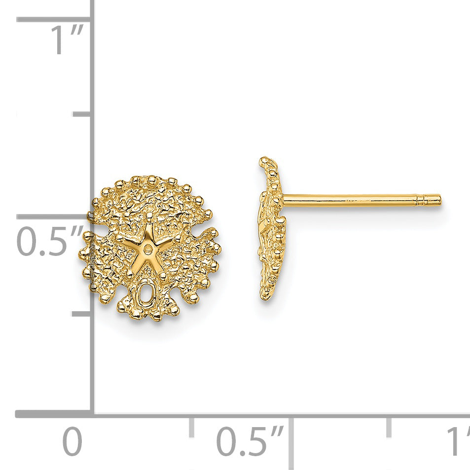 14K Textured Sand Dollar Post Earrings