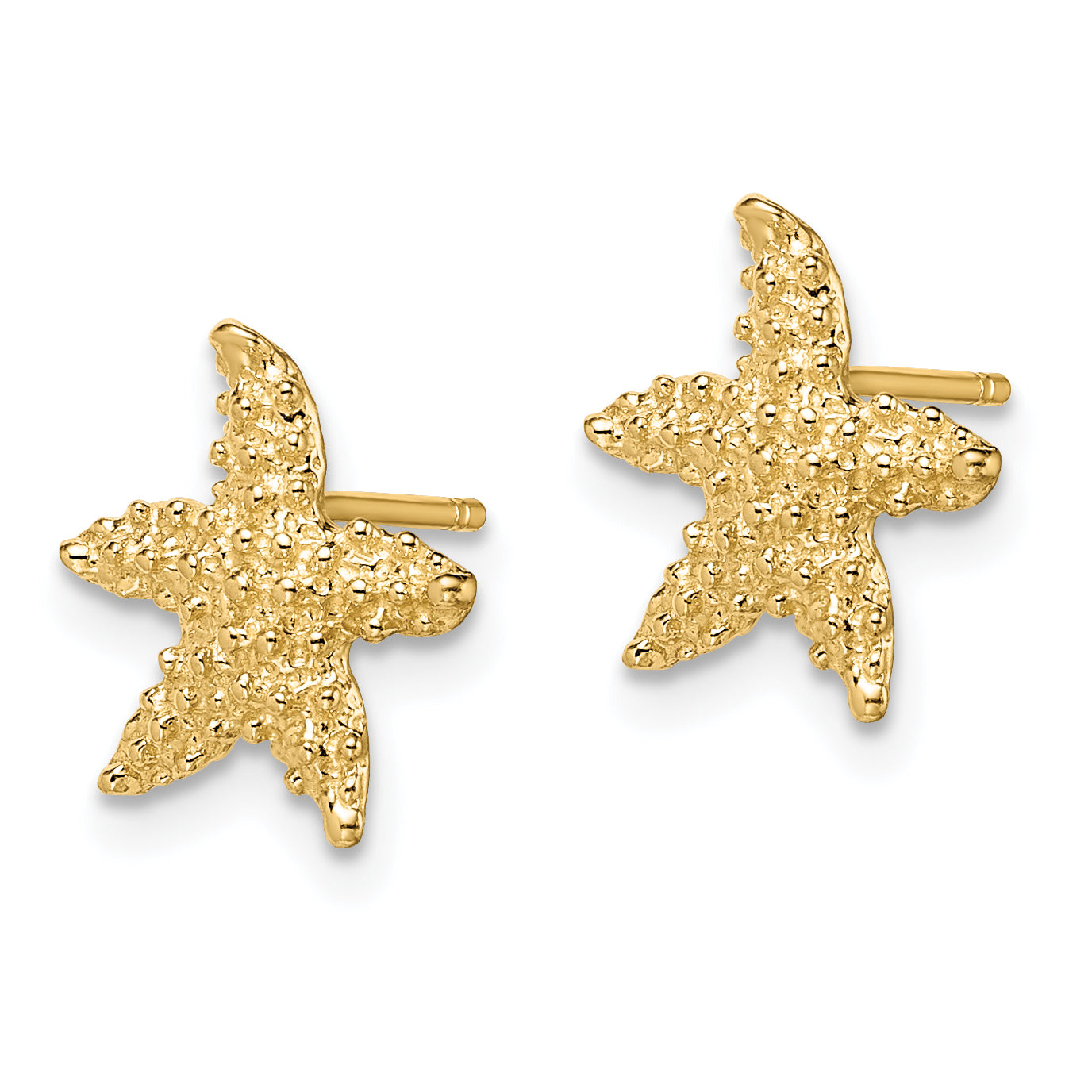 14K Textured Starfish Post Earrings