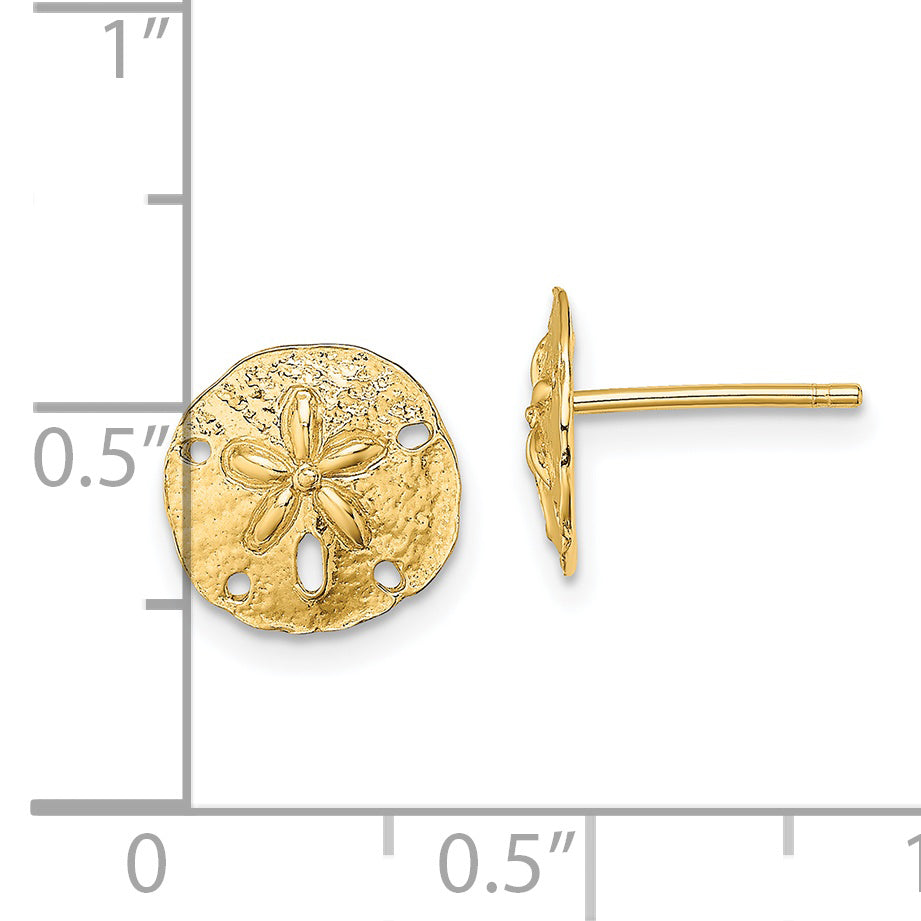 14K Polished Mini Sand Dollar Post Earrings